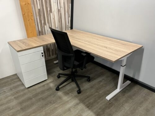 T- line Hoekbureau + standcontainer (wit)