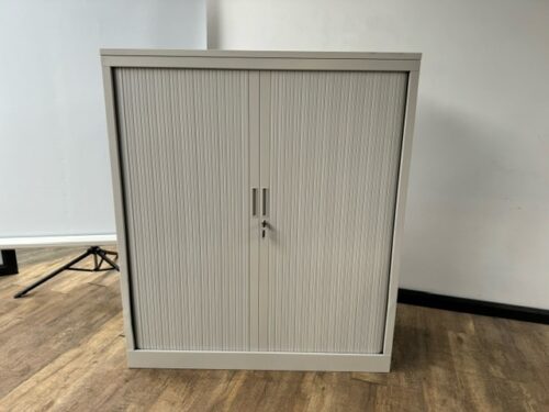 Roldeurkast licht grijs met top blad