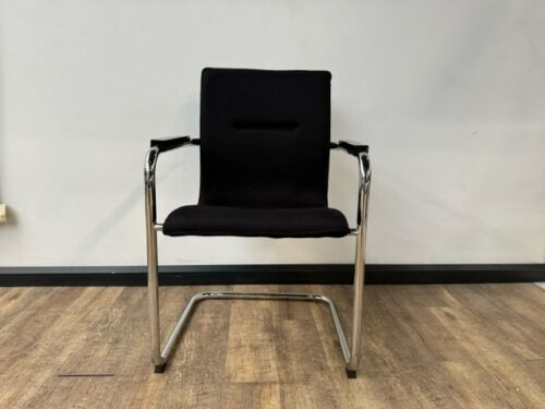 Vergaderstoelen zwart chrome sledeframe