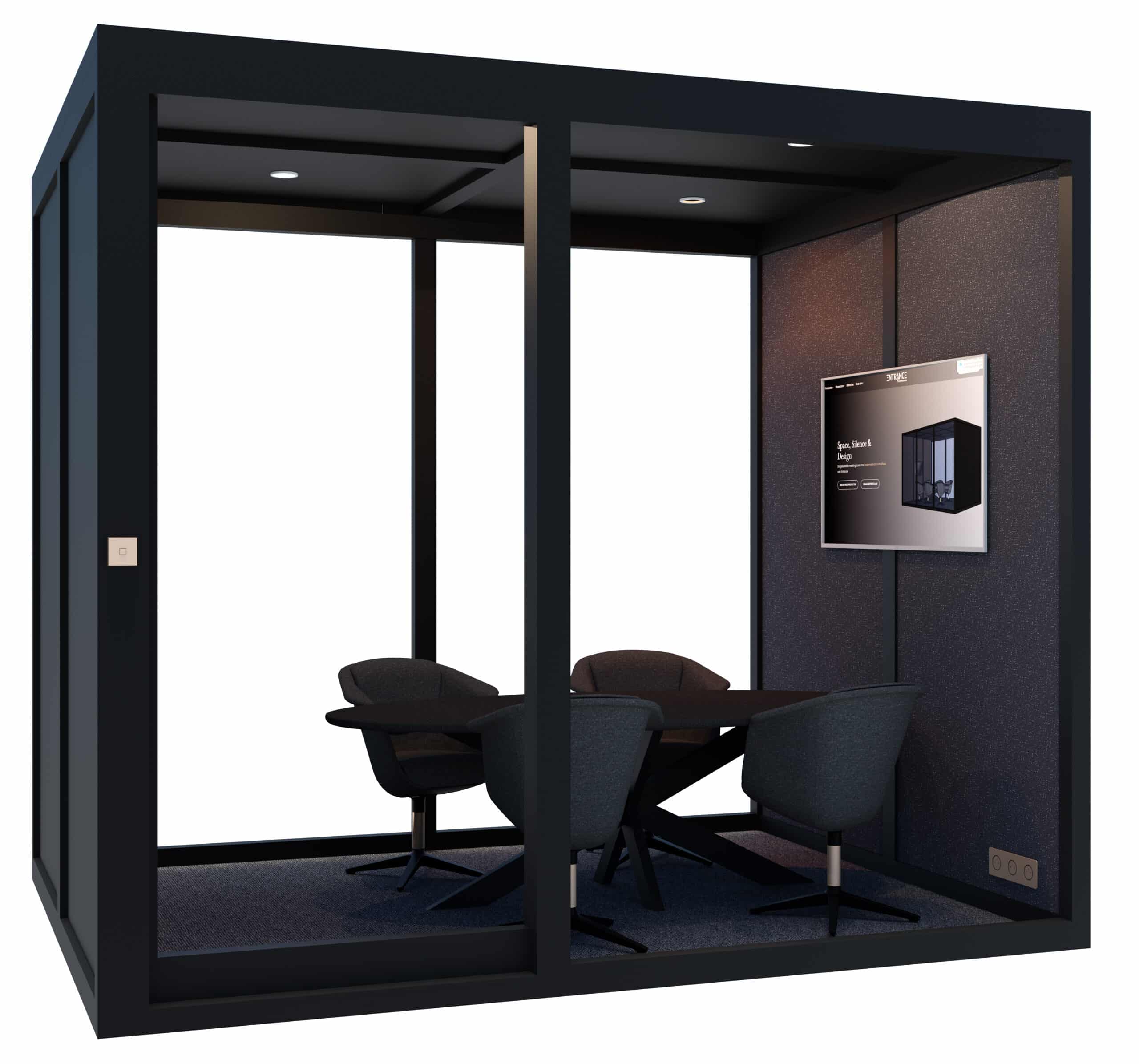 Akoestische Vergadercabine voor 6P – Entrance MeetingBox Venus luxury