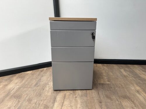 Metalen standcontainer dossierlade + pennenlade (aluminium)