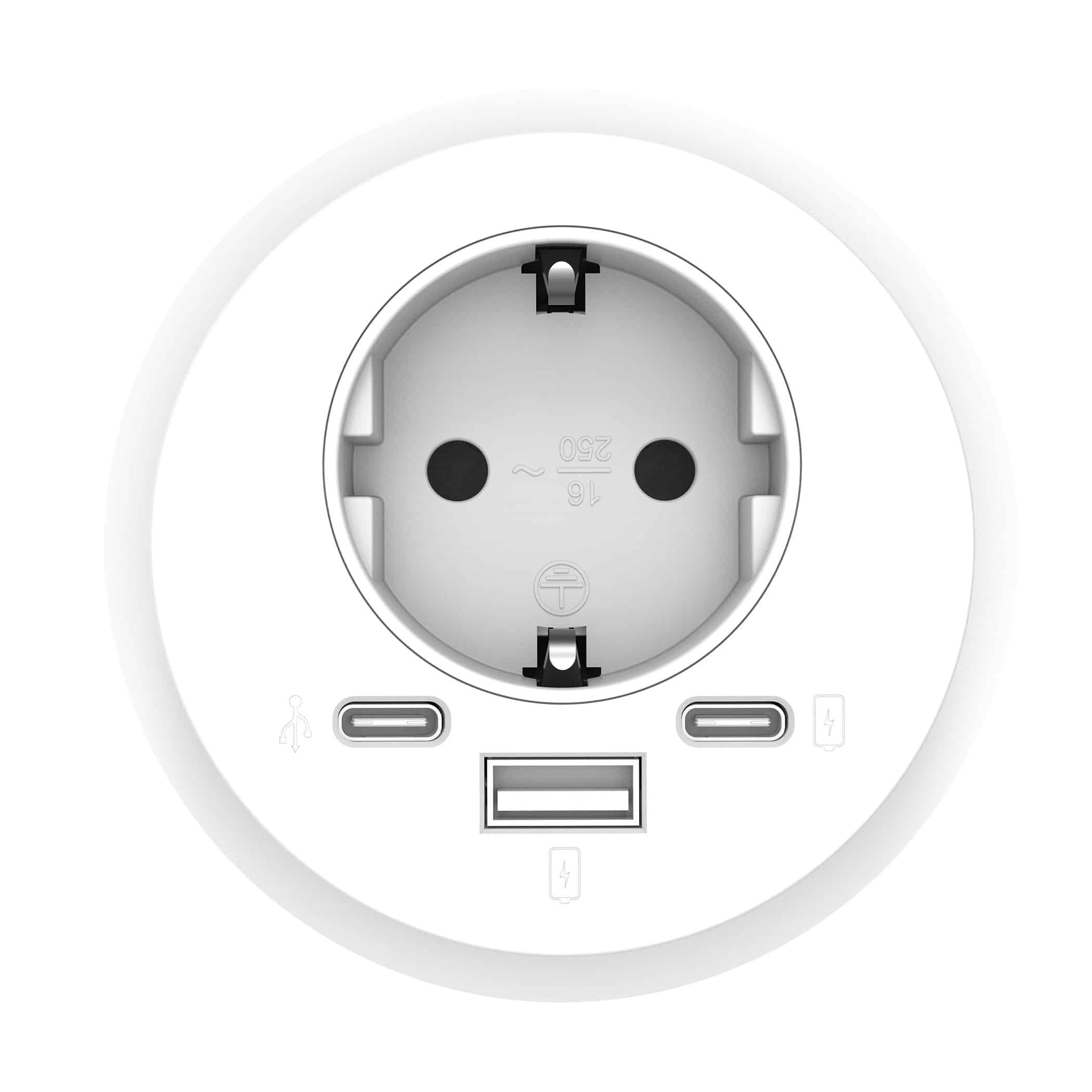 inbouwspot 1x stoom + usb A en C +USB c Data
