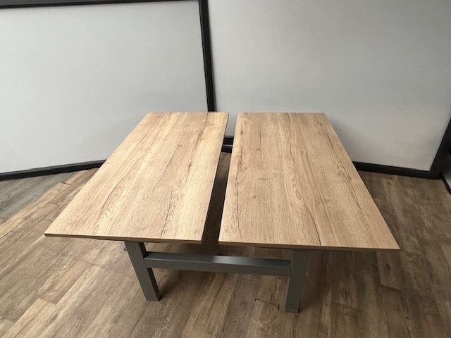 Elektrisch duo zit-sta bureau (aluminium) +wandje - BUR00167
